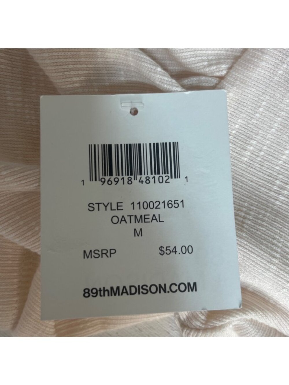 89th Madison Hoodie Pullover Shirt Womens Medium Oatmeal New - Picture 6 of 8